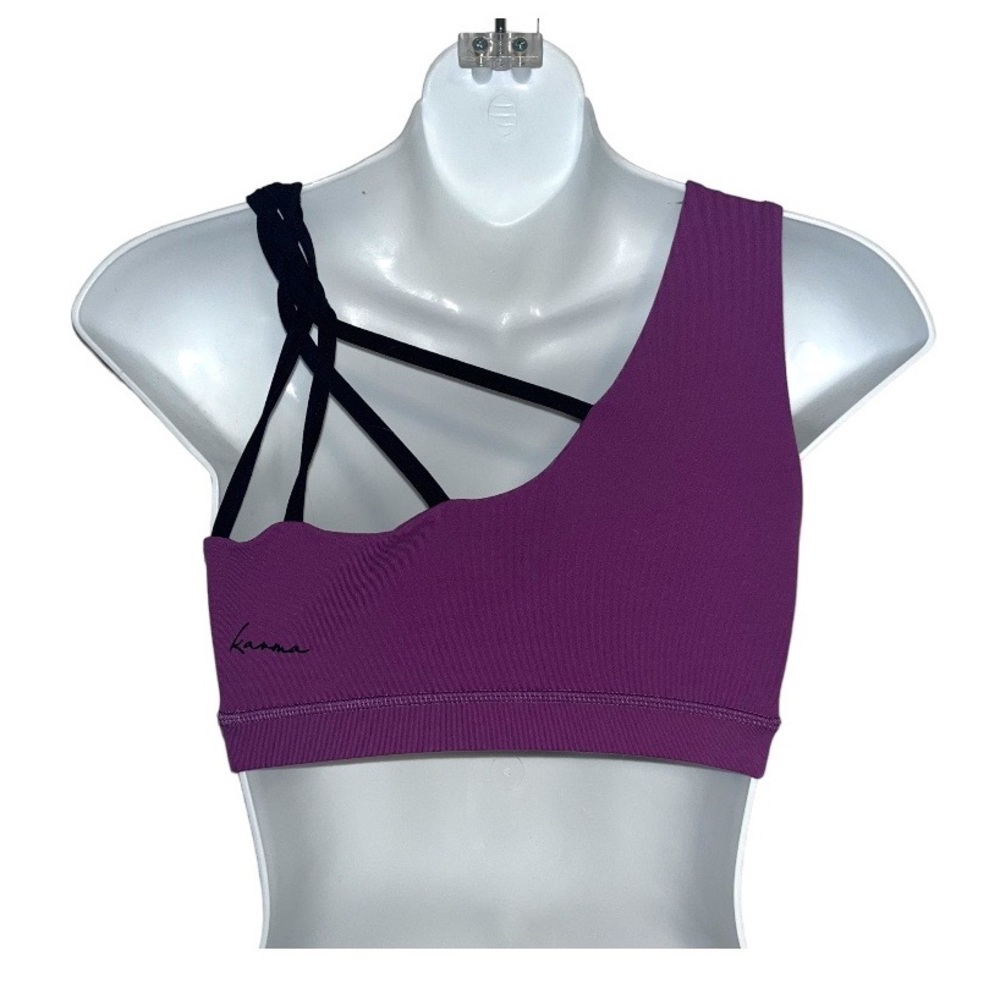 “Karma” Brand Asymmetric Braided Strappy Purple Sports Bra S